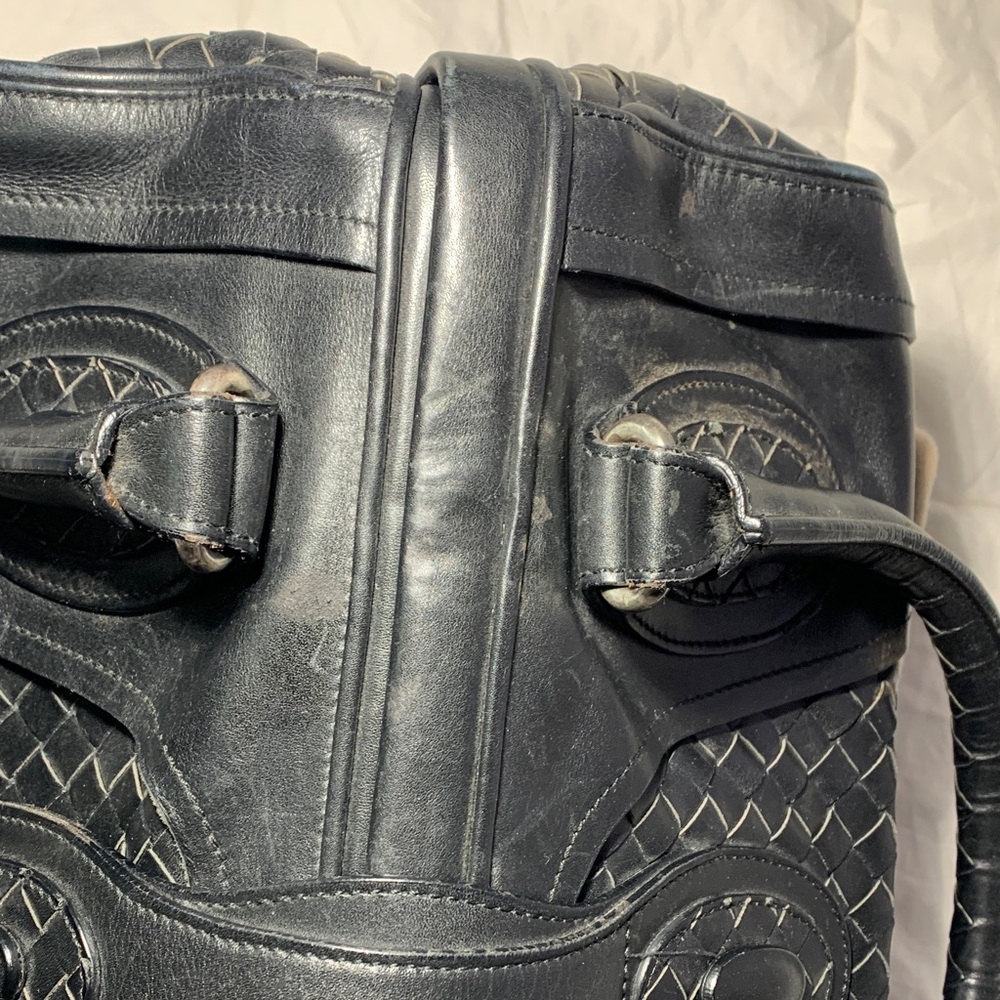 Bottega Veneta Woven Leather Satchel - Classic Black Doctor Bag - Picture 9 of 16